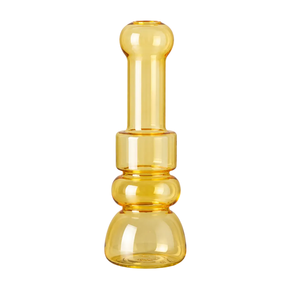 A solo studio photo of the yellow Cero 2 glass vase on a plain neutral background