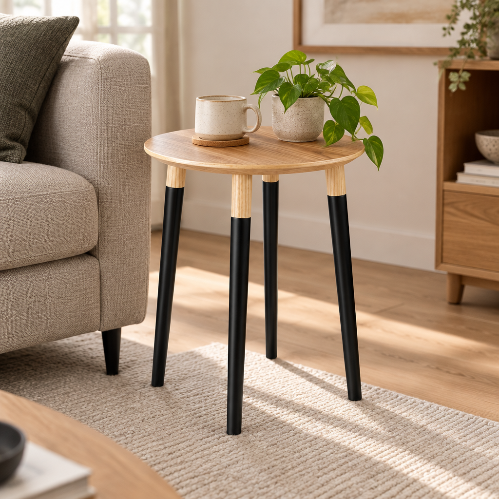 Basic black legs sidetable on set