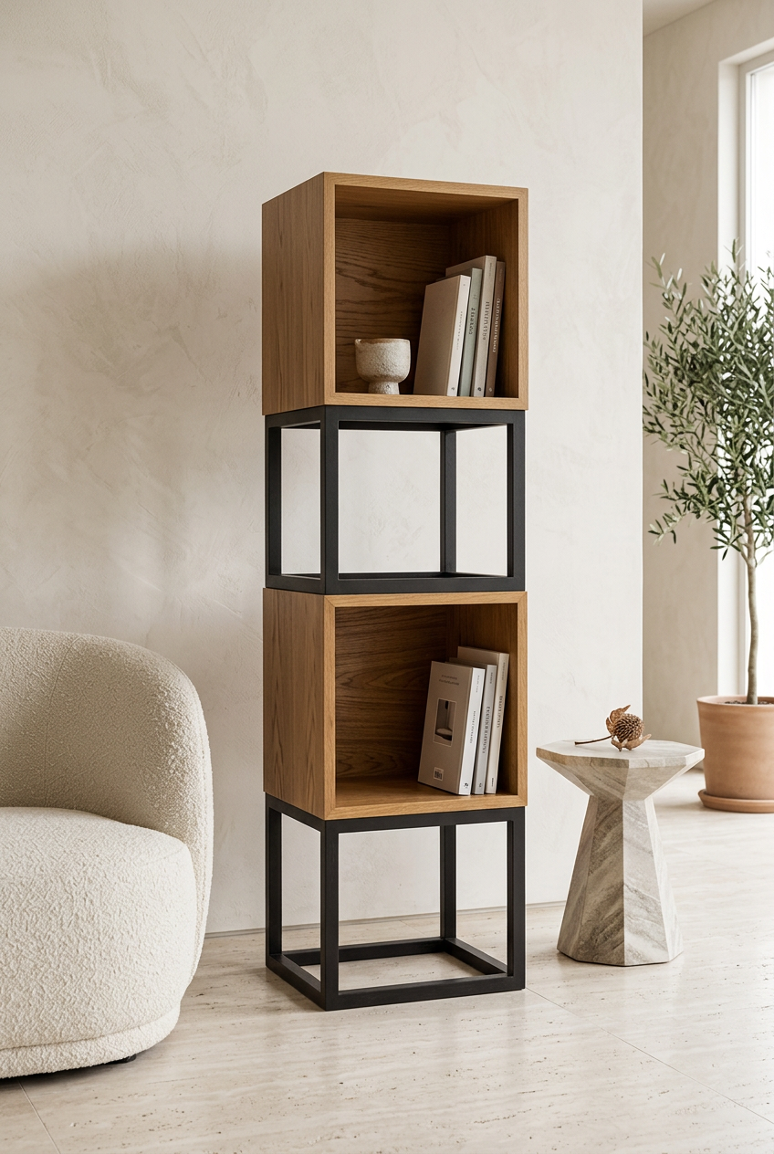 Double Cubic Shelving Unit in a luxury modern room