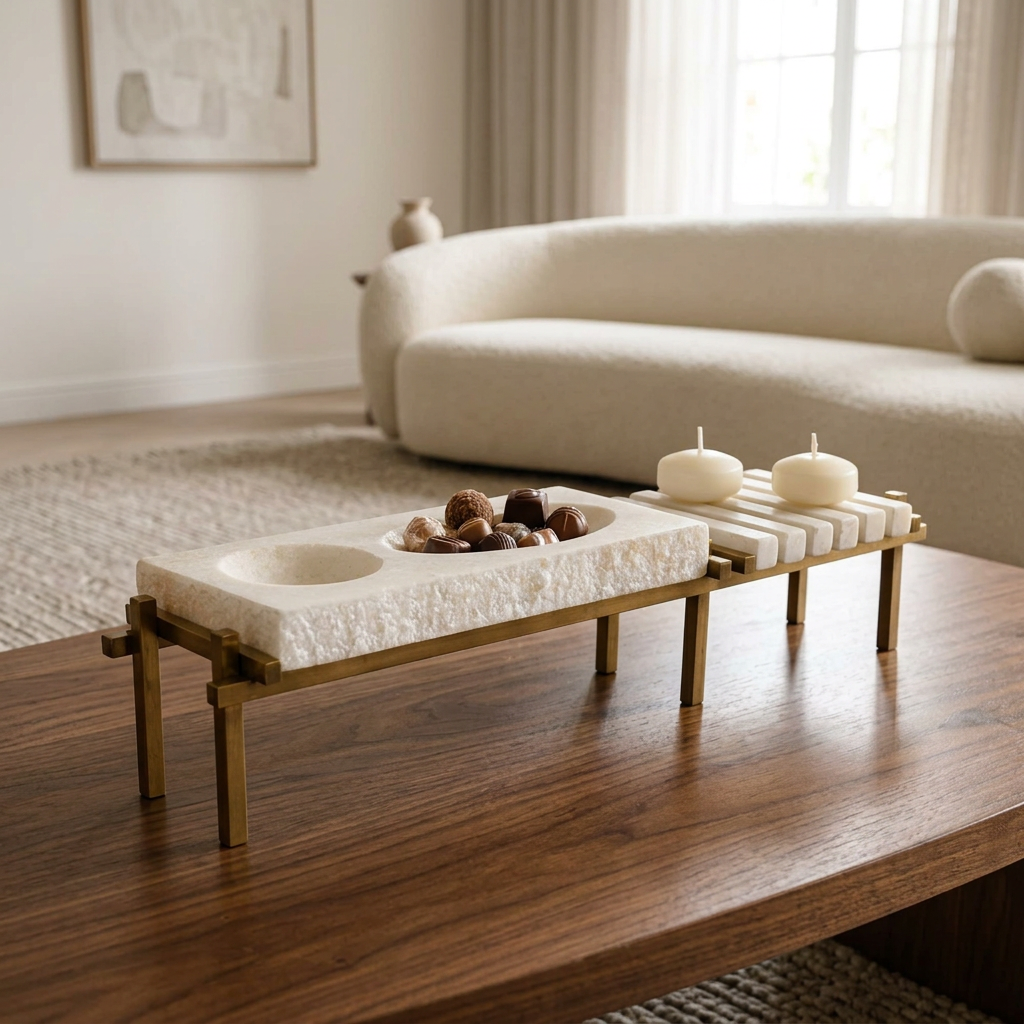Fusion plate and fingers on a luxury coffee table