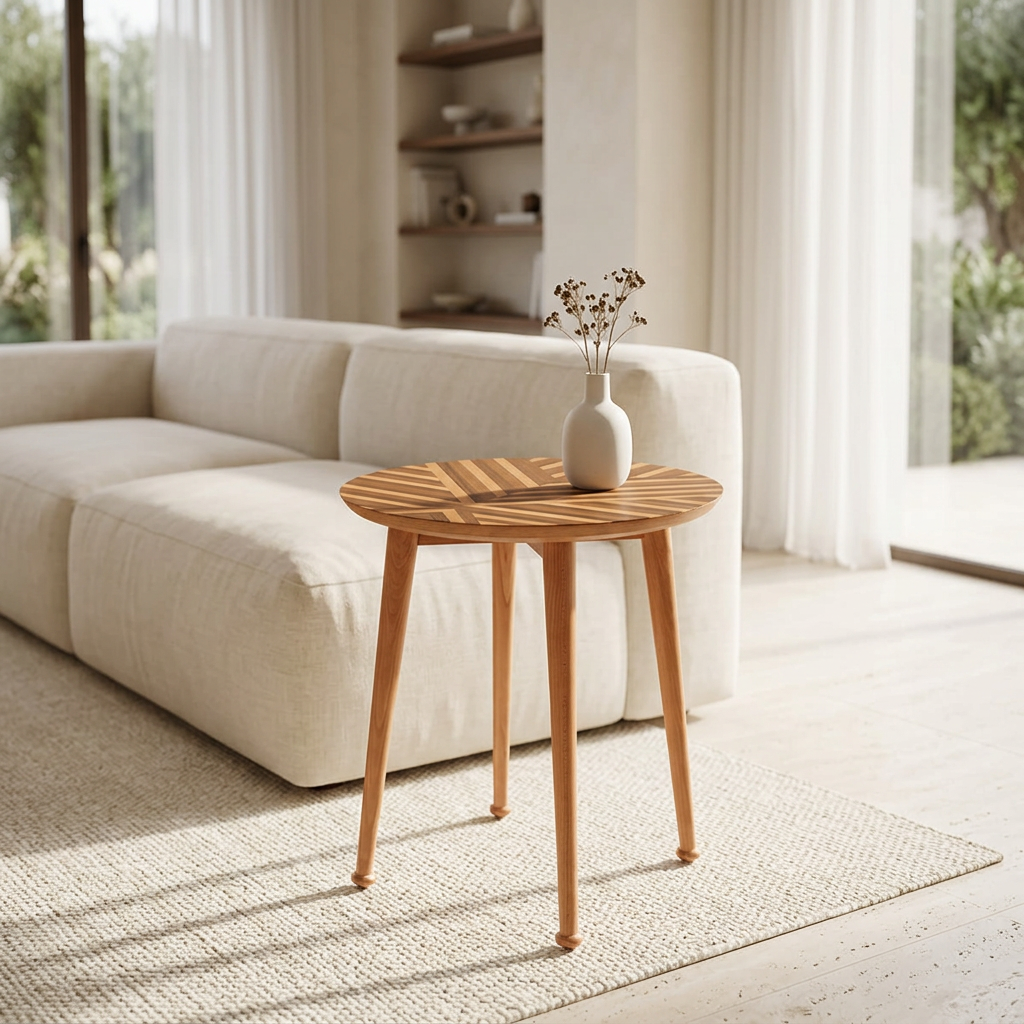 Geo Round Side Table in a luxury modern minimalist living room
