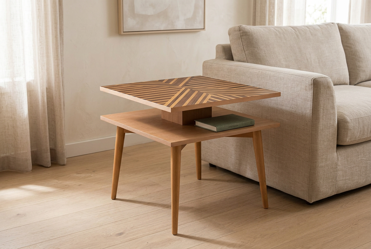 Geo Square Side Table in a realistic naturally lit living room