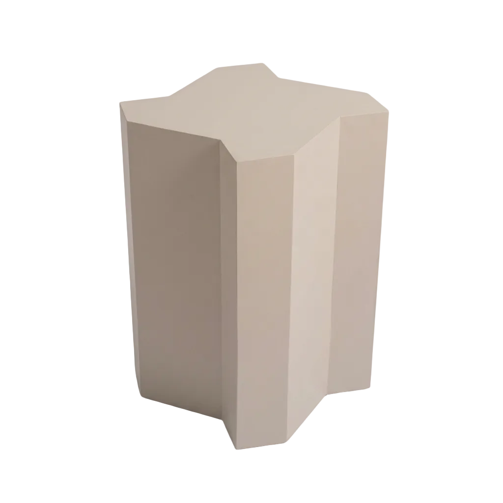 Gray Mamluk side table from an alternate angle on a solid background