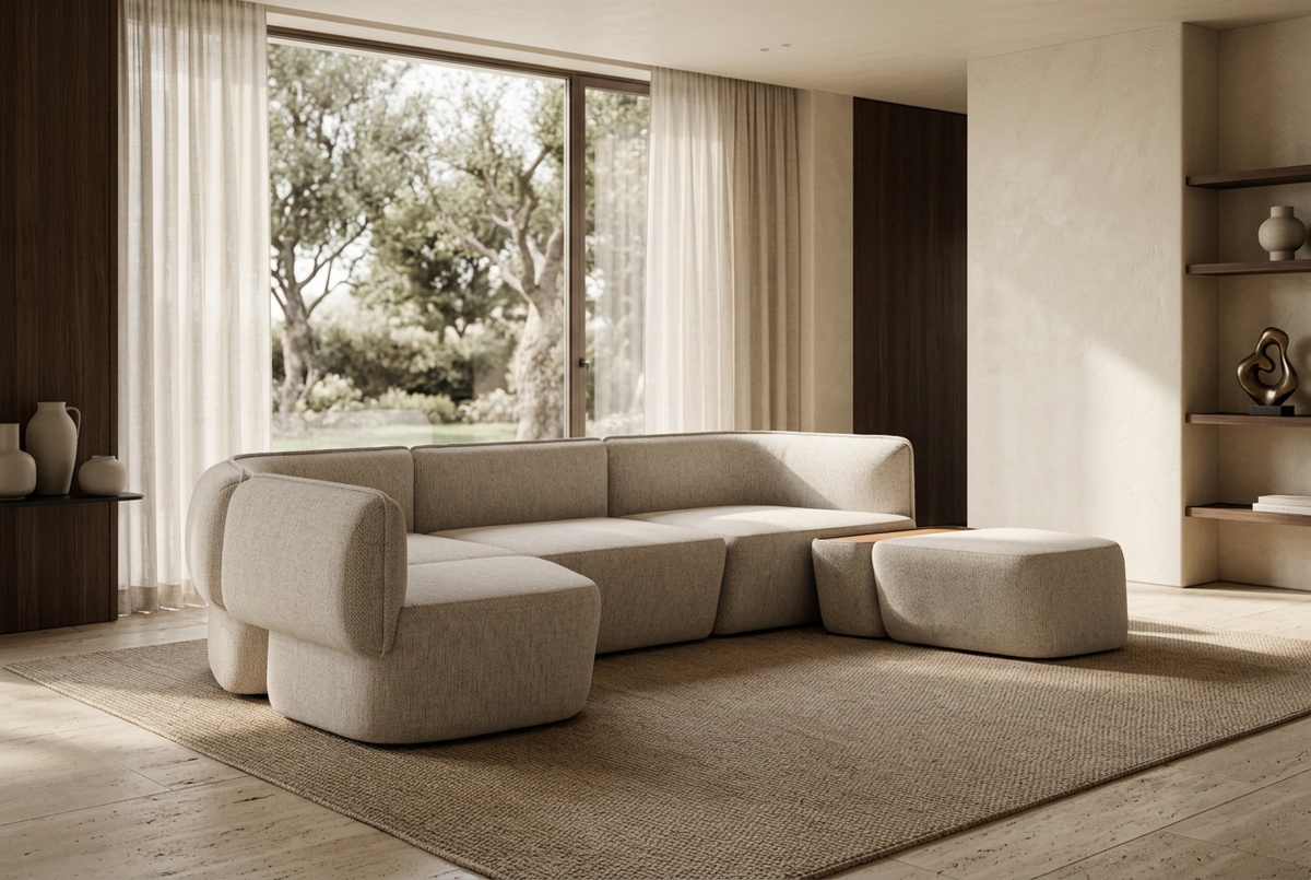 Mega Cushy Plain Beige in a luxury living room