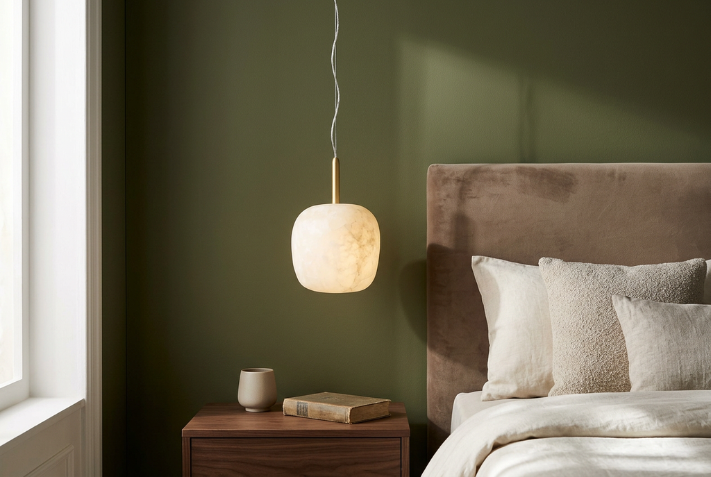 Mini Brass MOON medium shot in a luxury bedroom