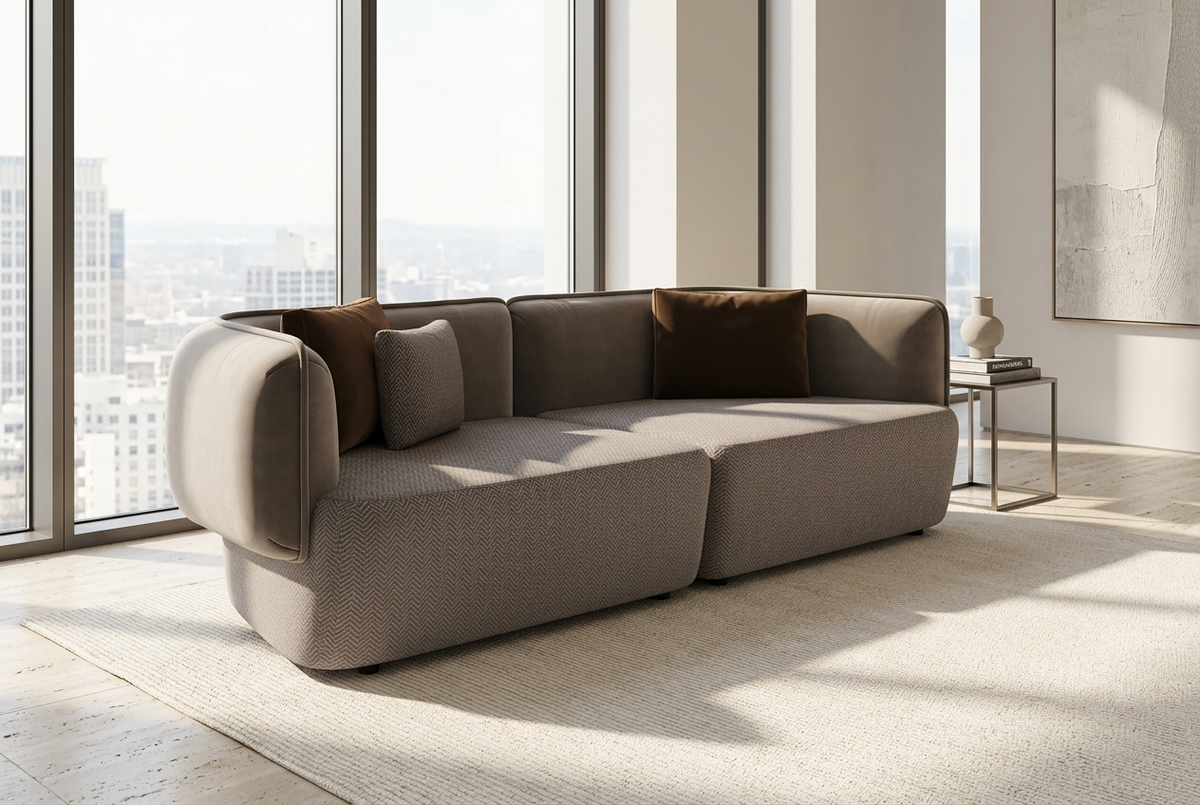 Mini Cushy Mix Beige in a luxury penthouse