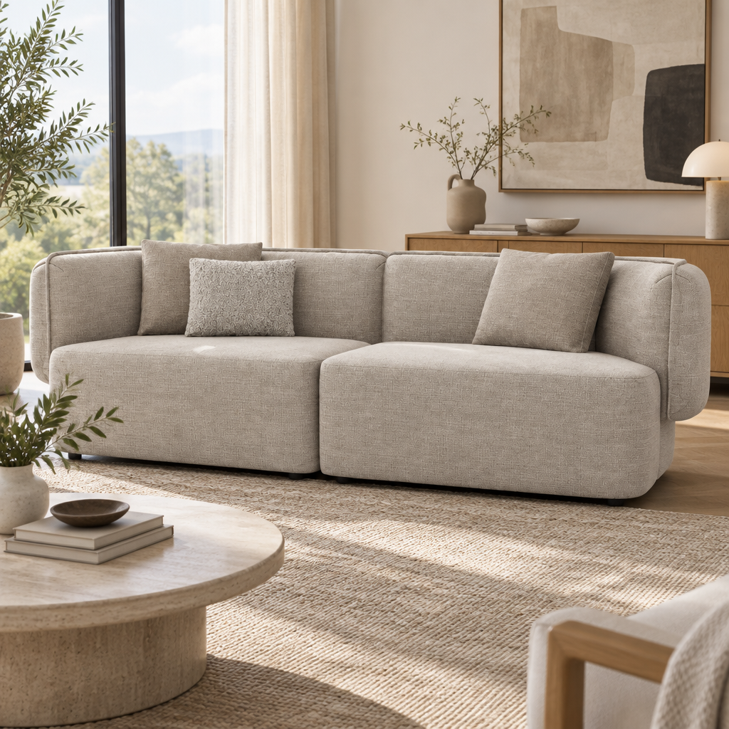 Mini Cushy Plain Beige on set