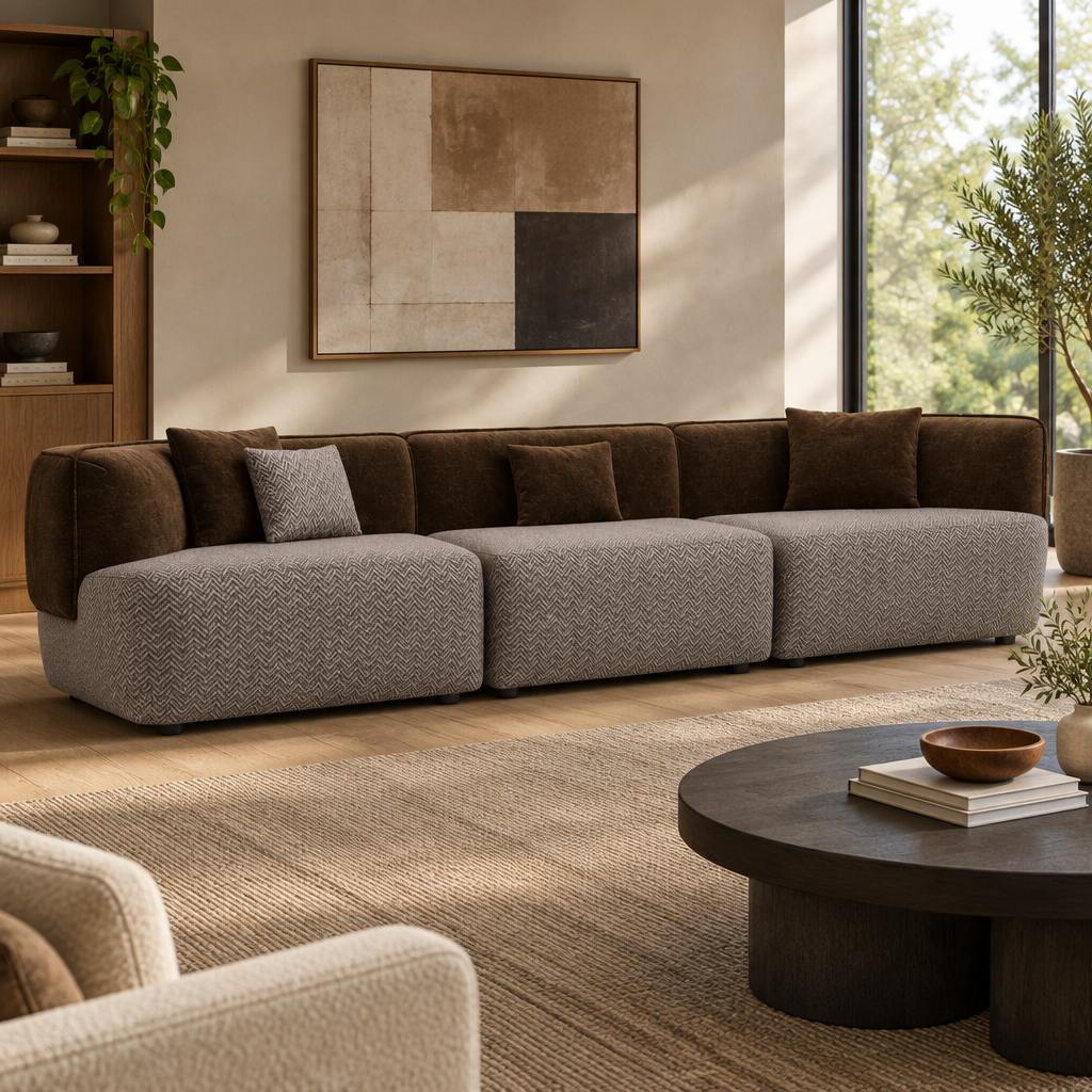 Triple Cushy mix brown on set