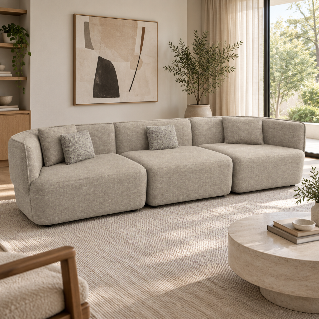 Triple Cushy Plain Beige on set