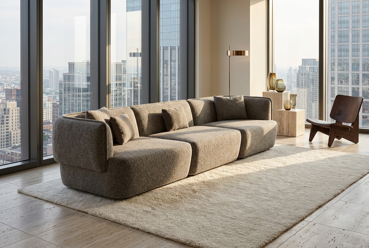 Triple Cushy Plain Grayish in a luxury penthouse
