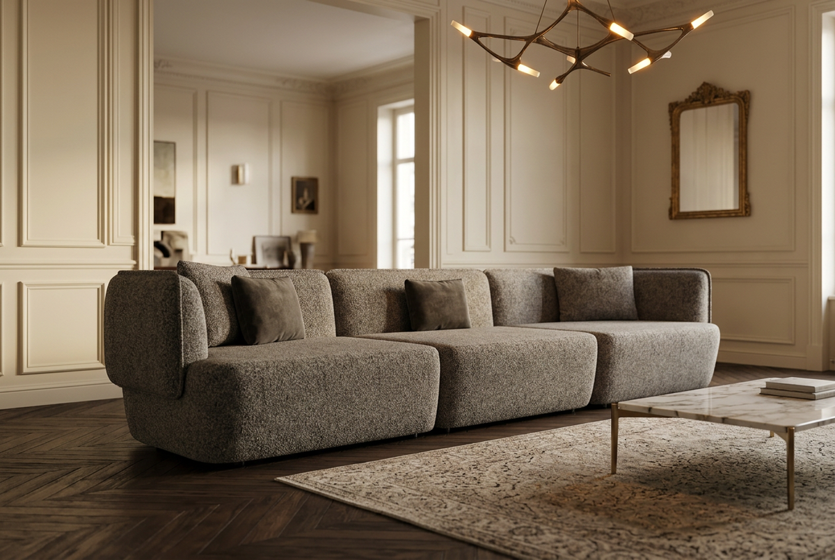 Triple Cushy Plain Grayish in a luxury salon